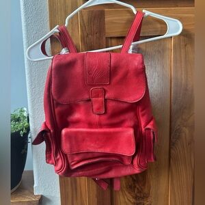 Red Genuine Leather Backpack